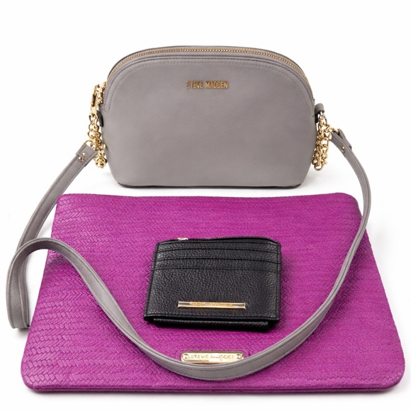 Steve Madden Handbags - Steve Madden 3PC Handbag Set Crossbody Purse Pink Clutch Black Wallet Bundle
